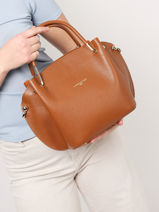 Handtas Foulonné Double Leder Lancaster Bruin foulonne double 18-vue-porte